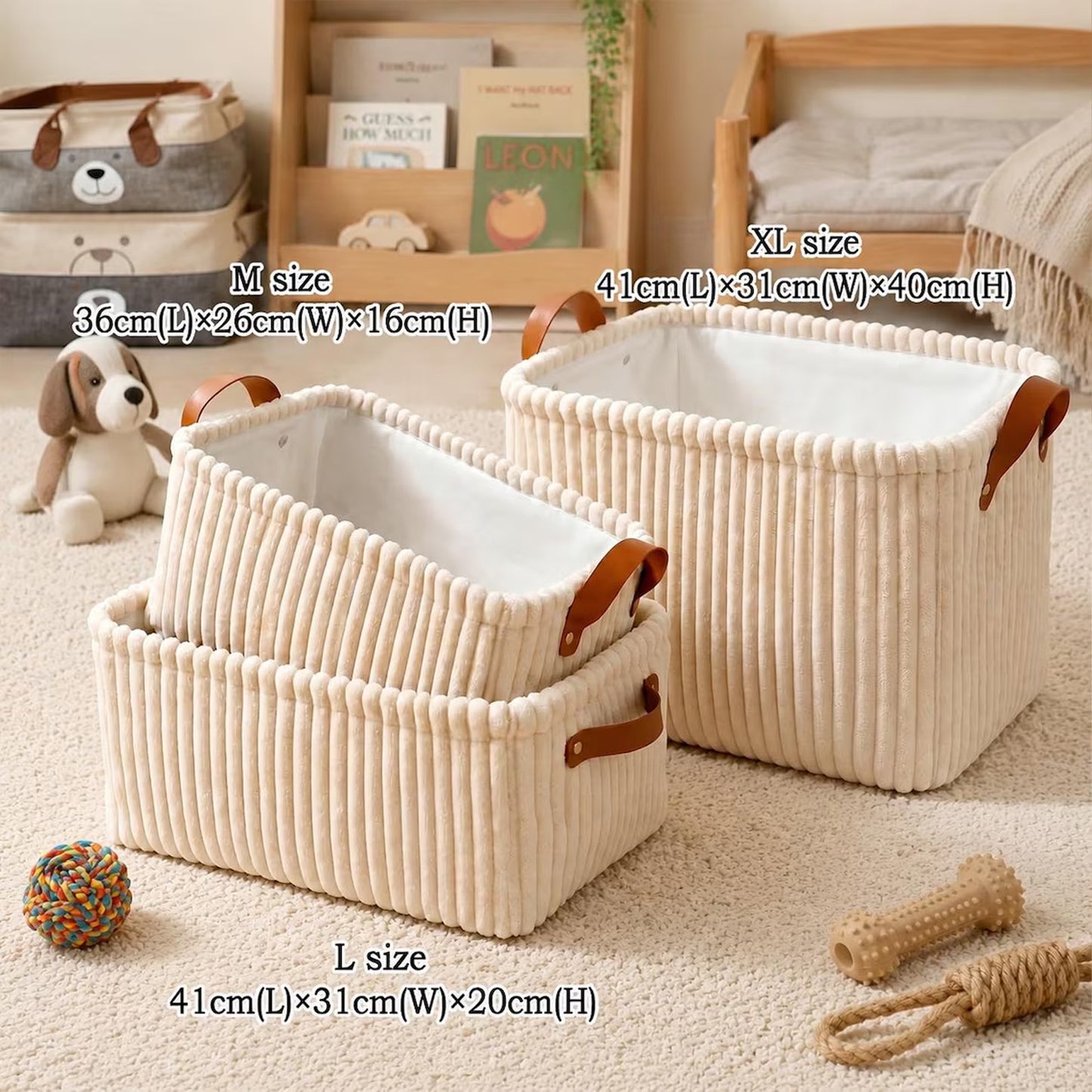 Personalized Dog Toy Basket, Custom Pet Storage Bin, Corduroy Dog Toy Organizer, Gift for New Dog Owners 685550 WFD