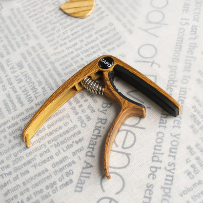 Personalized Metal Guitar Capo with Wood Grain, Engraved Guitar Pick, Fathers days Gift for Guitarists 683897