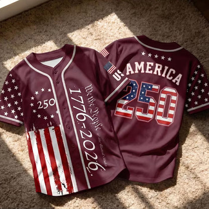 250 Years We The People Baseball Jersey, USA 1776-2026 Patriotic Anniversary Shirt 685172 WFD