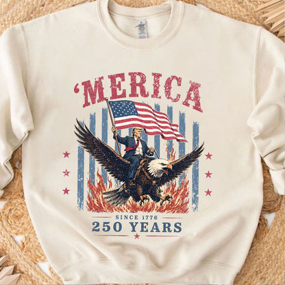 250 Years 'Merica Since 1776 Shirt, Trump Riding Eagle Patriotic 4th of July Tee, USA Shirt 685405
