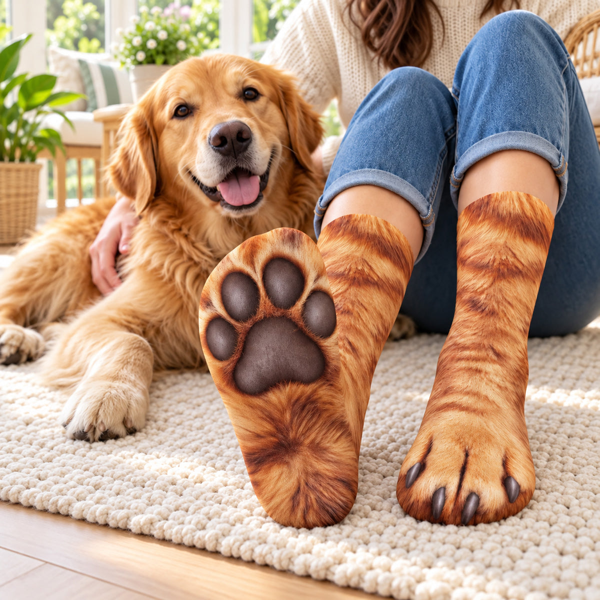 Funny Dog Cat Paw Socks, Pet Paw Print Socks, Realistic Pet Feet Socks, Pet Lover Gift 686731 WFD