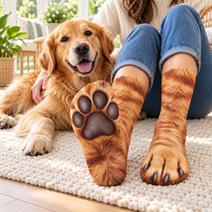 Funny Dog Cat Paw Socks, Pet Paw Print Socks, Realistic Pet Feet Socks, Pet Lover Gift 686731 WFD