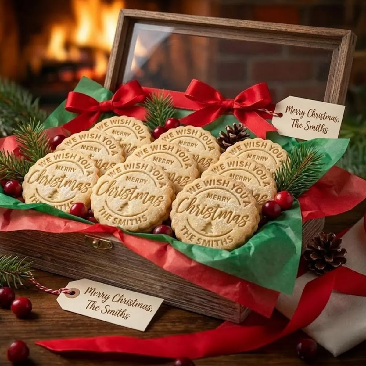 Custom Family Name Christmas Cookie Stamp & Cutter, Personalized Merry Christmas Baking Stamp 686919 WFD