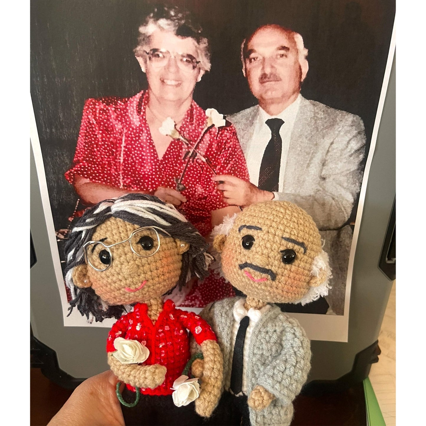 Personalized Couple Crochet Doll, Custom Portrait Crochet Doll, Handmade Anniversary Gift for Mom & Dad 683777