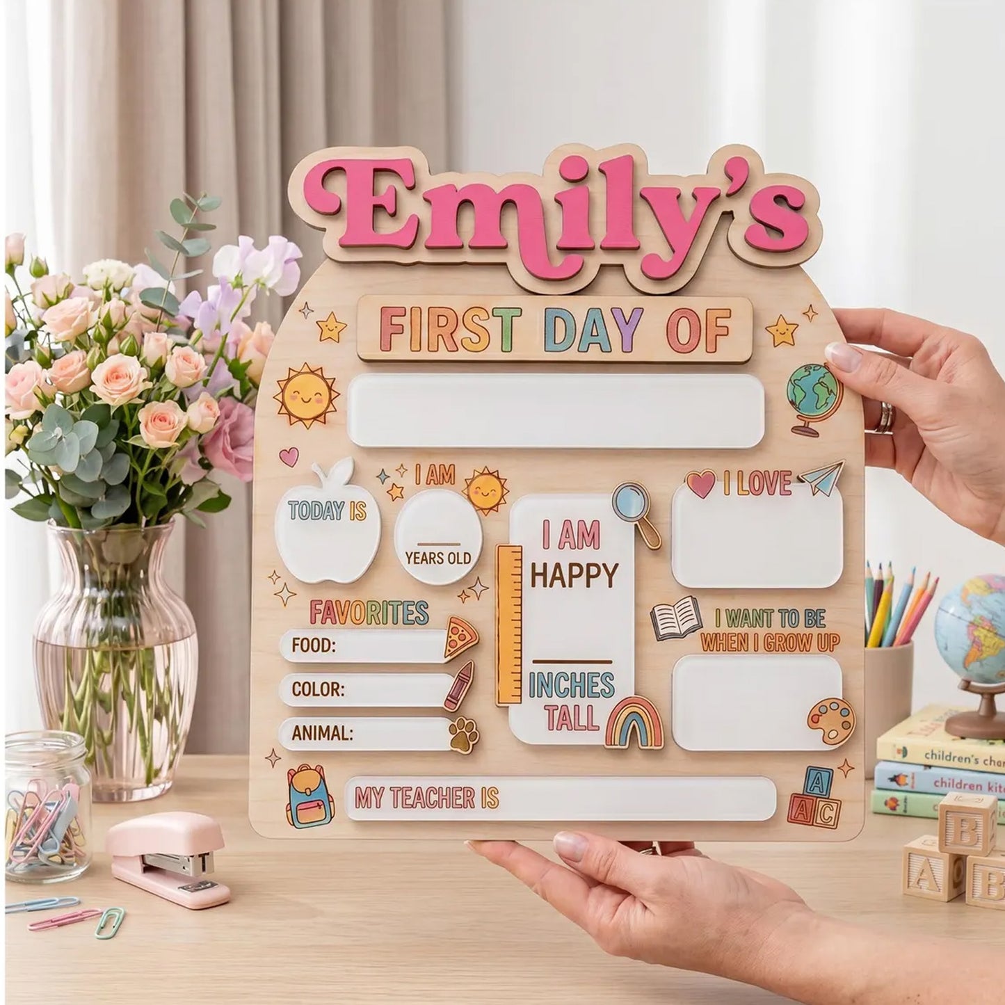 Personalized First Day of School Sign, Custom Back to School Board, Preschool Kindergarten Photo Prop 685371