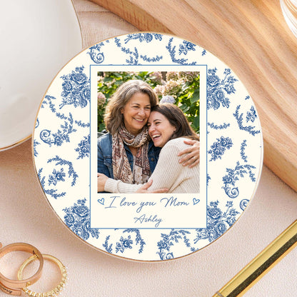 Custom Photo Jewelry Dish for Mom | Personalized Toile De Jouy Trinket Tray | Mother's Day Gift 684588
