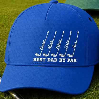 Best Dad By Par Hat, Personalized Golf Cap, Custom Kids Names Golf Gift For Dad, Father's Day Gift 685127