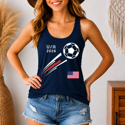 Custom Country Flag Soccer Racerback Tank Top, USA Mexico France Germany Football Fan Shirt 2026 685481
