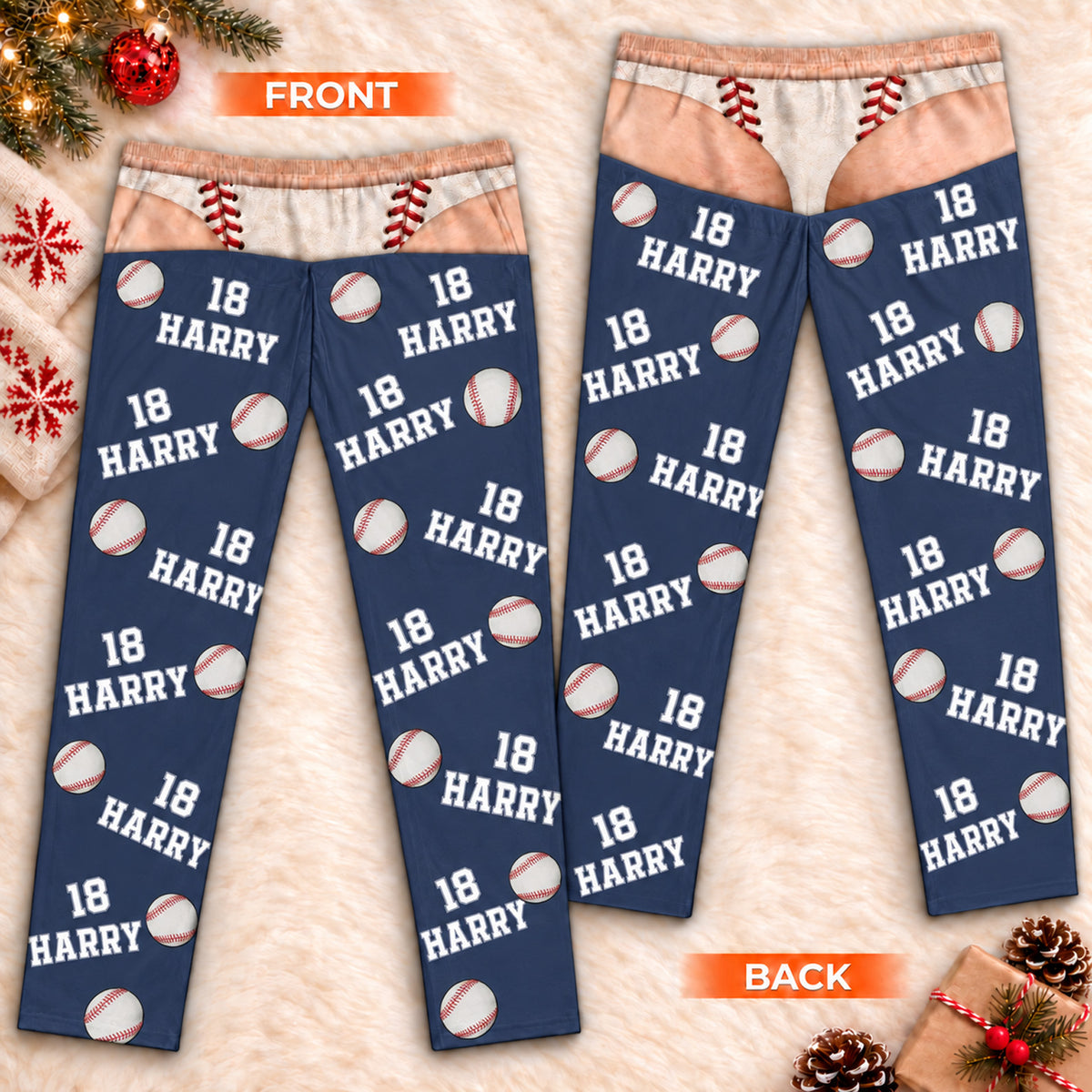 Personalized Sports Pajama Pants, Custom Name & Number Fake Underwear Lounge Pants, Sports Fan Gift 686606 WFD