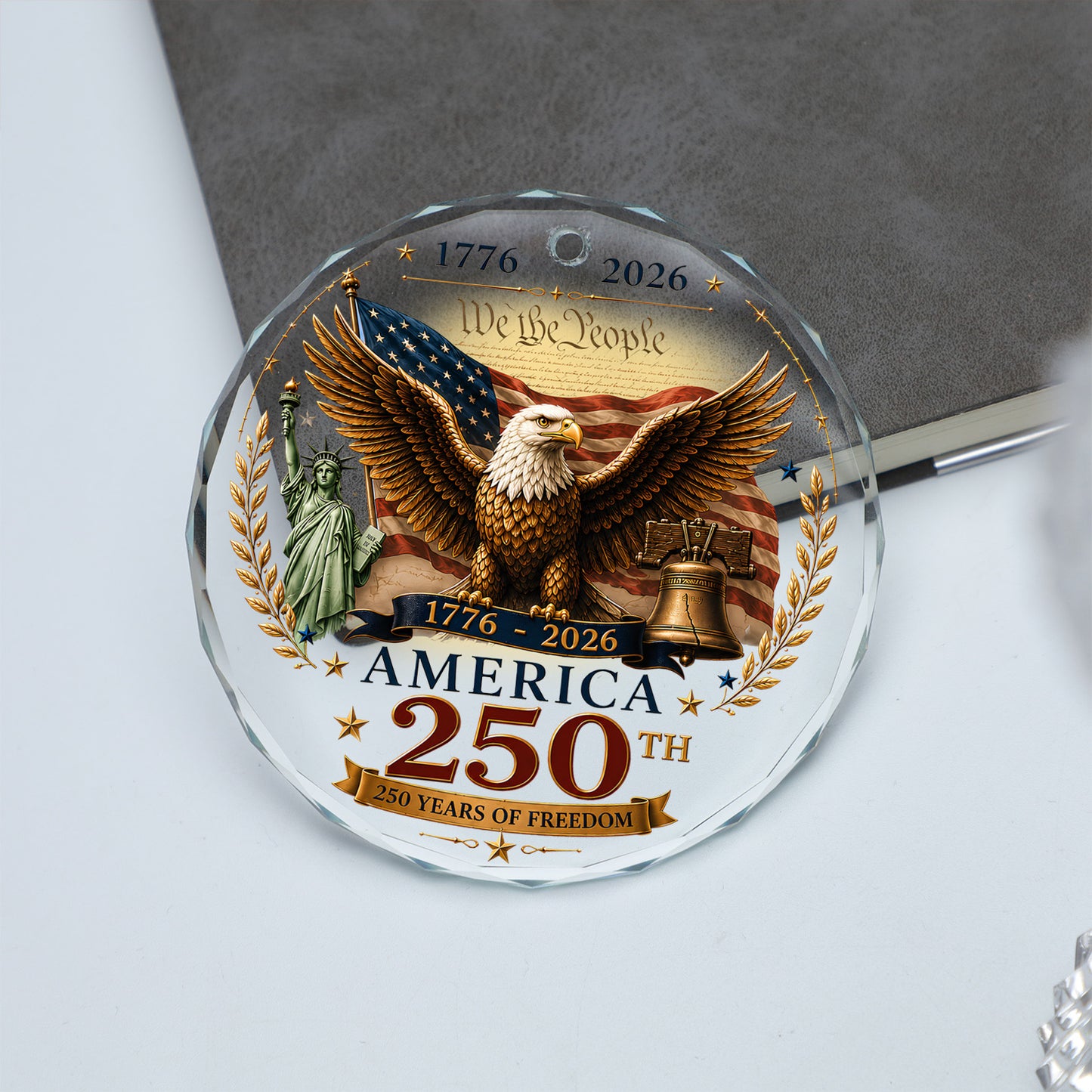 250 Years of America Glass Ornament, We The People 1776-2026 Patriotic 250th Anniversary Christmas Gift 685897