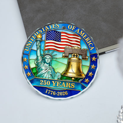 250th Anniversary USA Glass Ornament, 1776-2026 250 Years Christmas Ornament, Patriotic USA Keepsake 685935