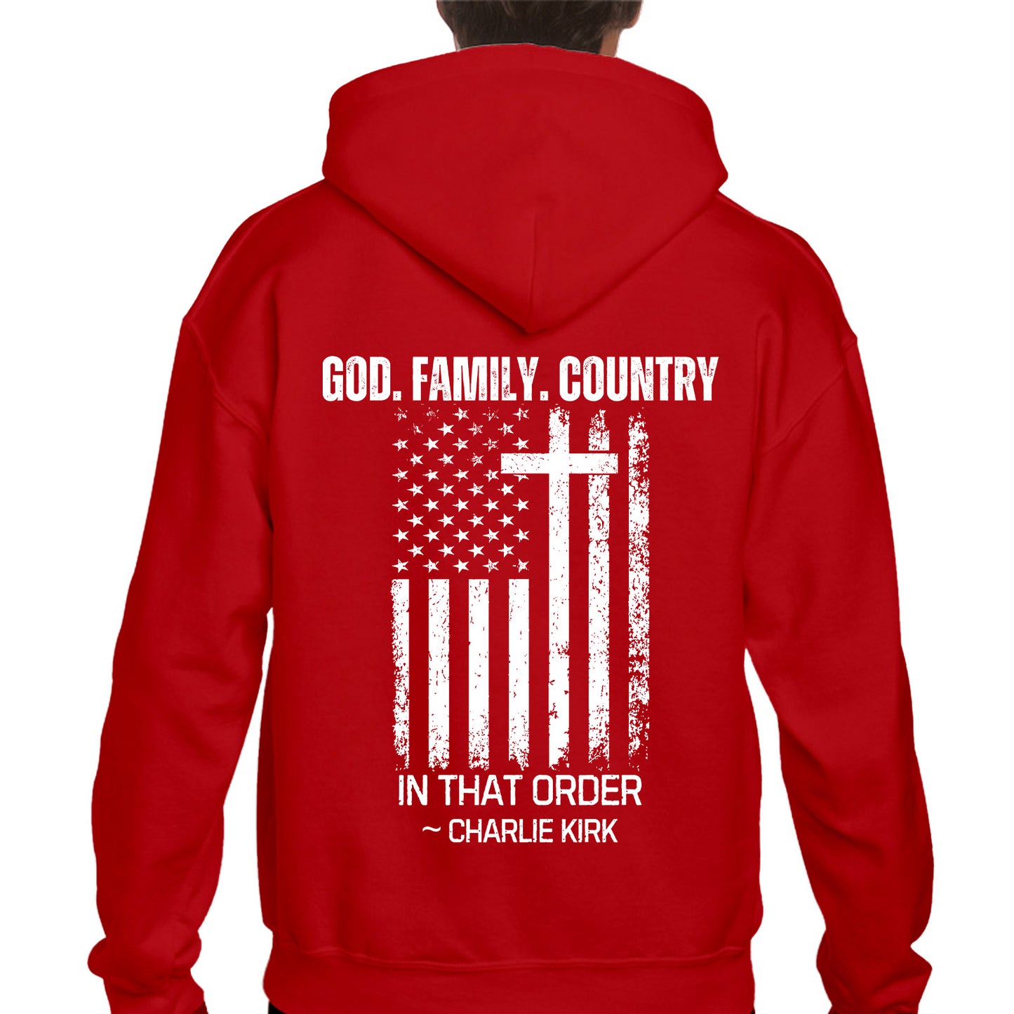 God Family Country Backside Shirt | Charlie Kirk Red Shirt | We Wear Red Charlie Kirk Birthday October 14 | Red Freedom Shirt 683065