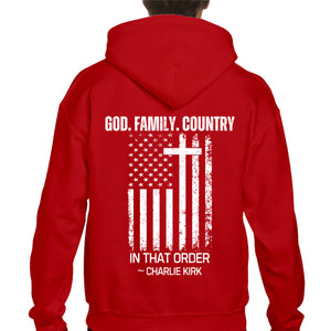 God Family Country Backside Shirt | Charlie Kirk Red Shirt | We Wear Red Charlie Kirk Birthday October 14 | Red Freedom Shirt 683065