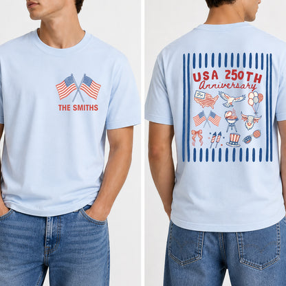 Personalized 250 Years USA Anniversary Pocket & Back Shirt, Custom Name 4th of July Matching Tee 685394