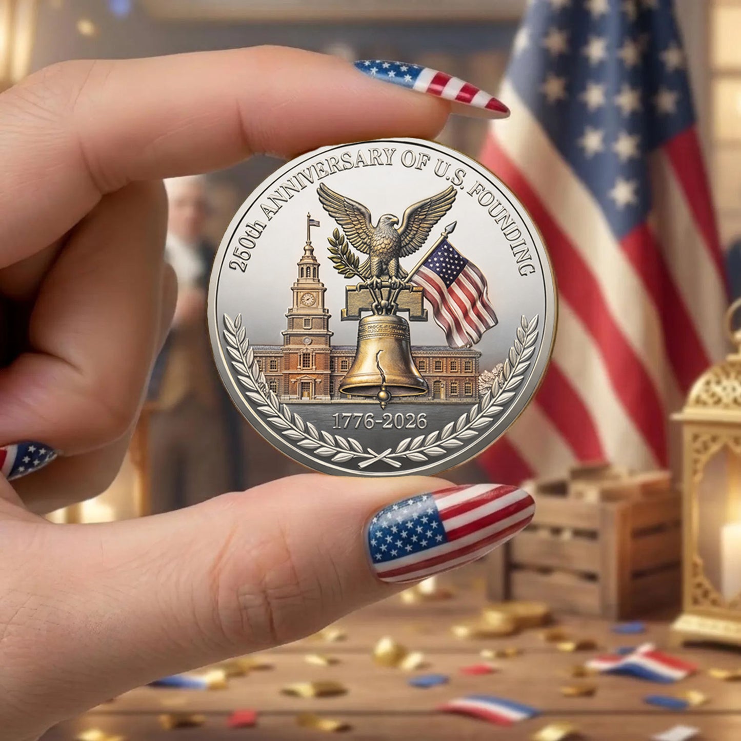 250 Years Anniversary of US Founding Coin | Patriotic Liberty Eagle 1776–2026 Commemorative Coin 684679