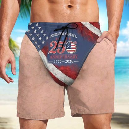 250 Years Patriotic Beach Shorts, USA Flag AOP Beach Shorts For Men, 4th Of July Independence Day Gift 685586