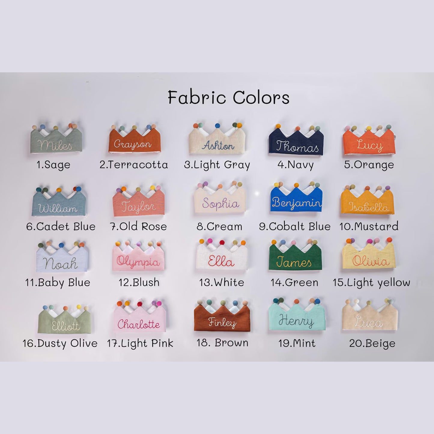 Personalized Embroidered Linen Crown, Custom Kids Birthday Crown, First Birthday Keepsake Gift 685529 WFD