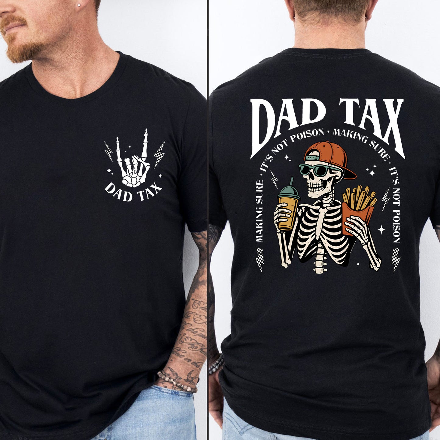Funny Dad Tax Pocket & Back Shirt, Skeleton Dad Graphic Tee, Funny Father’s Day Gift For Dad 685091