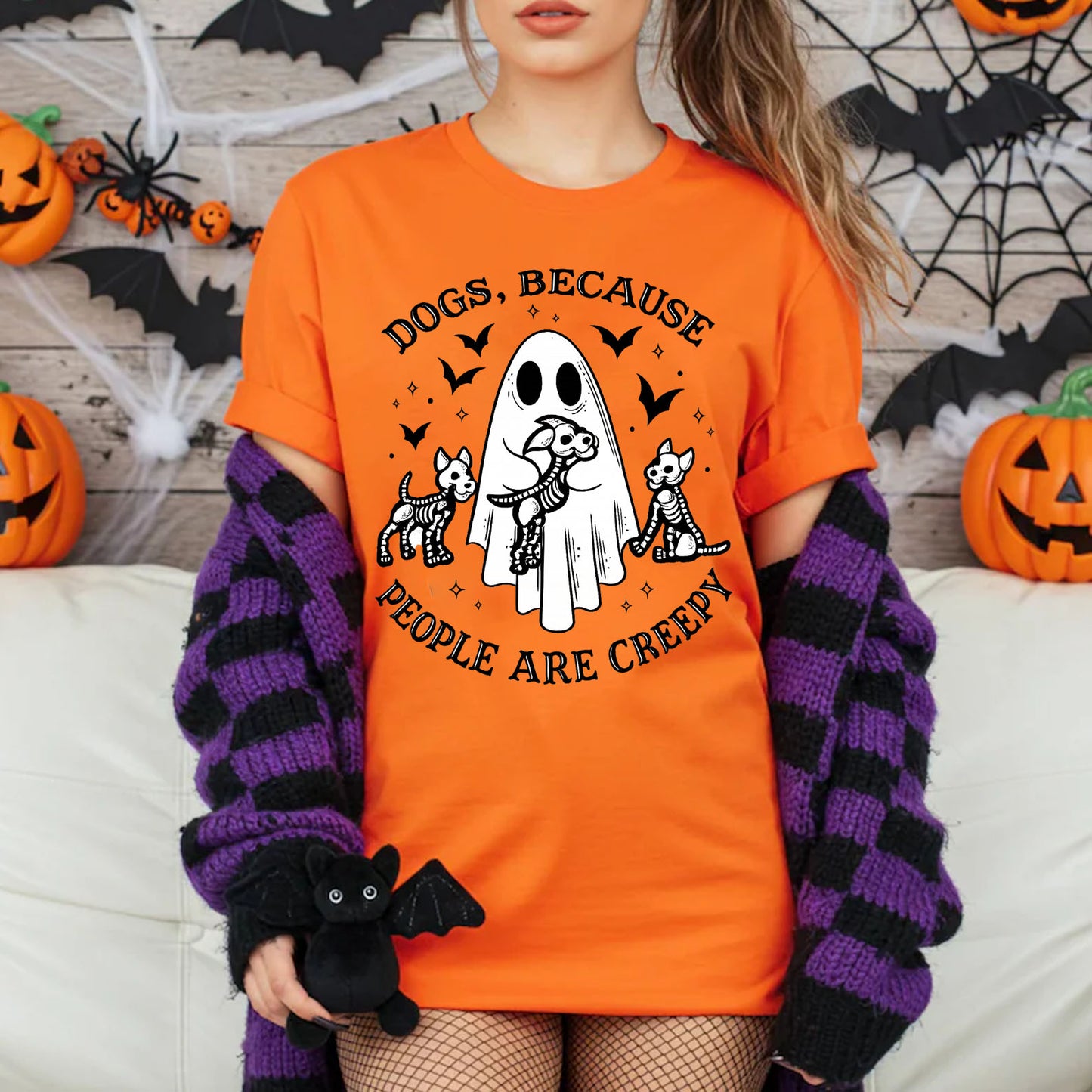 Dogs, Because People Are Creepy Shirt, Funny Ghost Dog Halloween Tee, Cute Spooky Fall Gift 685668