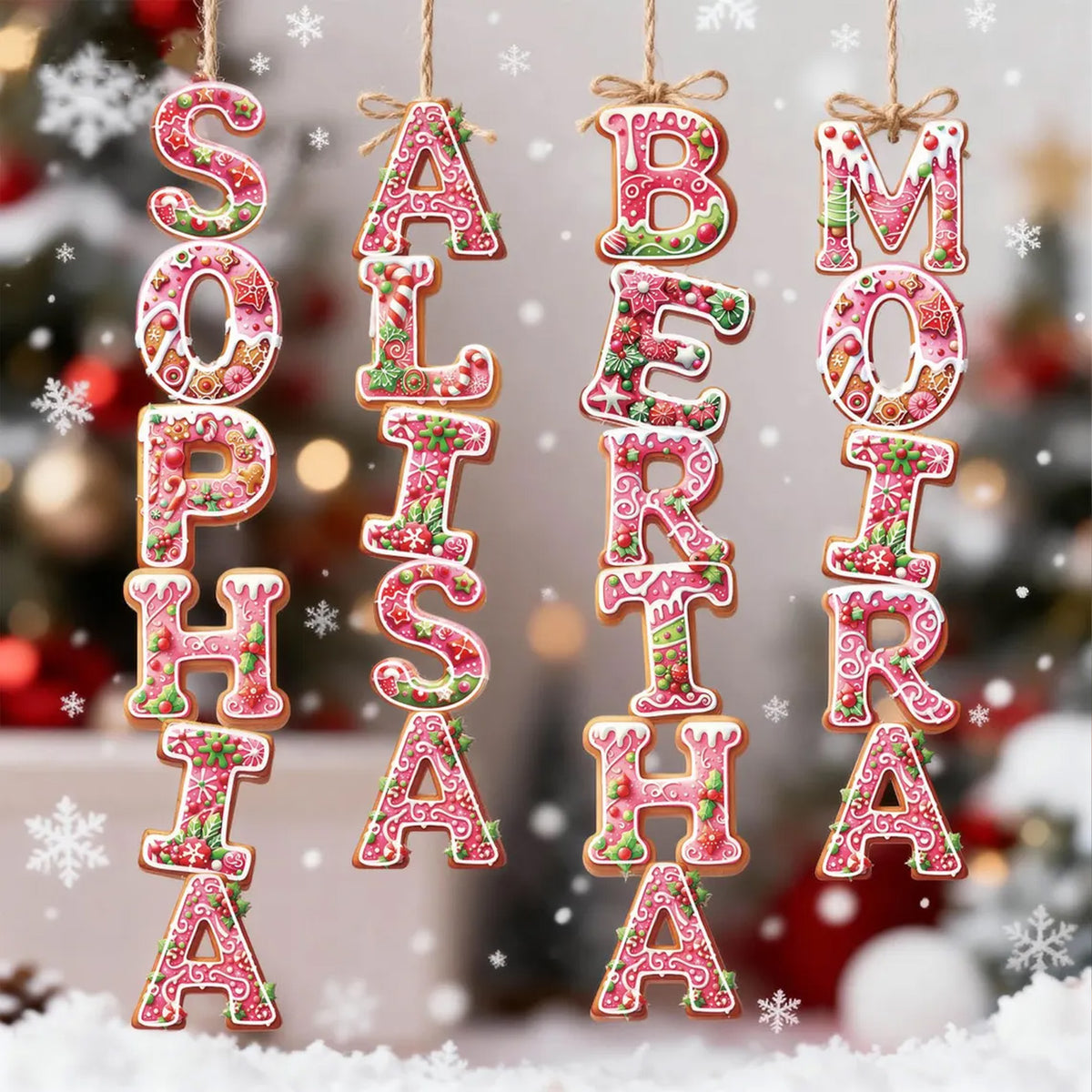 Personalized Gingerbread Name Wooden Ornament, Custom Name Initial Christmas Ornament Gift 686287 WFD