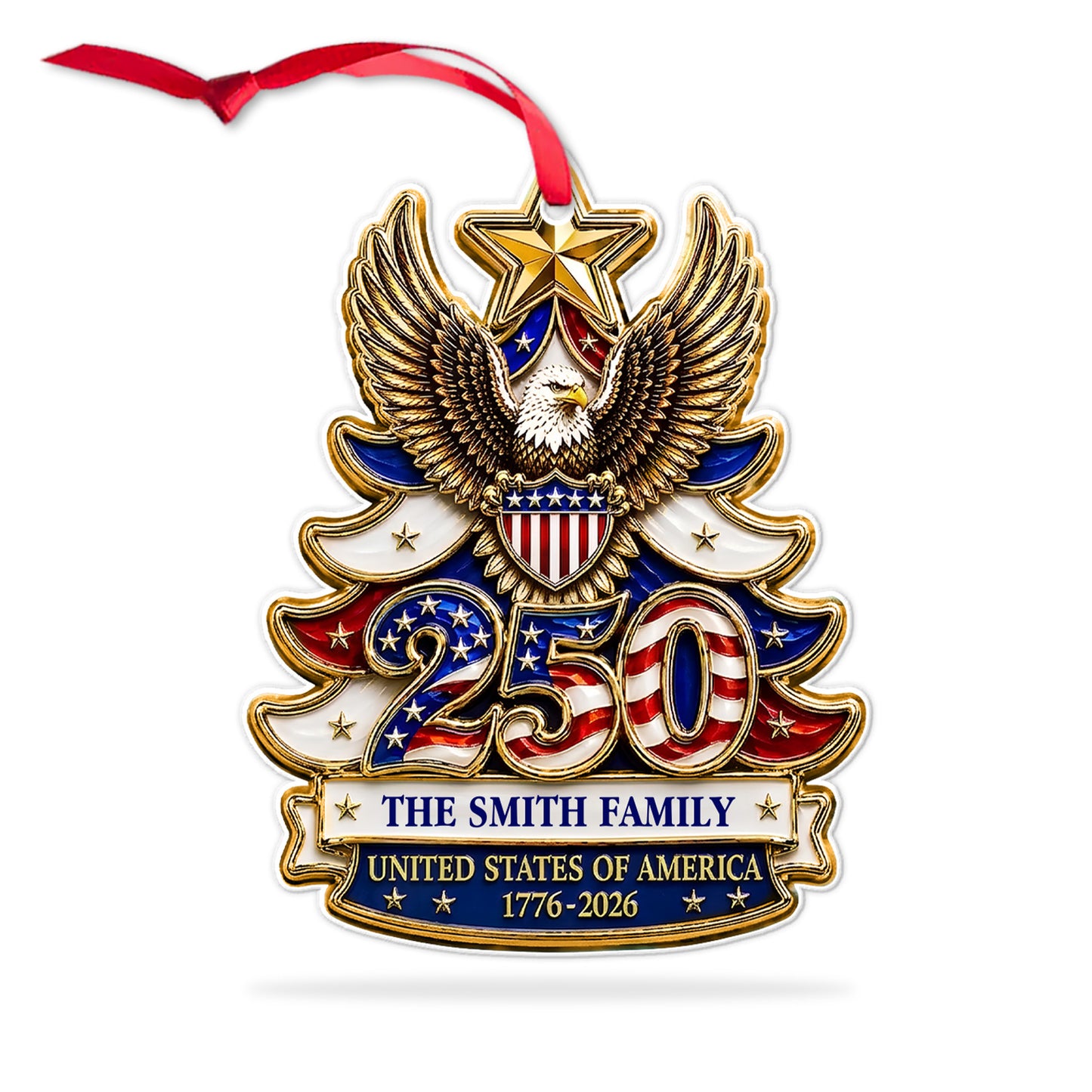 Personalized USA 250th Anniversary Acrylic Ornament, 1776-2026 Patriotic Eagle Christmas Decor 685880