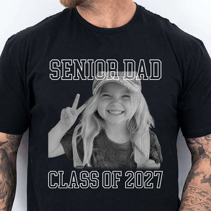 Personalized Senior Mom 2027 Photo Shirt, Custom Class of 2027 Graduation Tee, Proud Family Senior Gift 685687