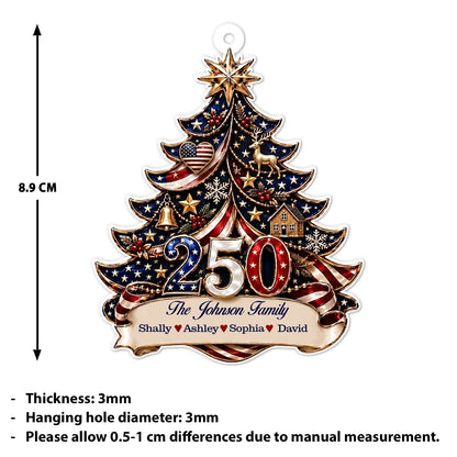Personalized USA 250th Anniversary Acrylic Ornament, Custom Family Name Patriotic Christmas Decor 685886