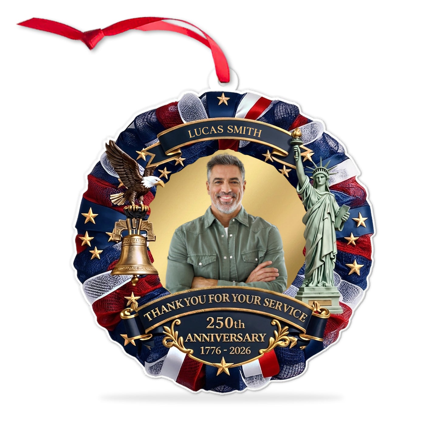 Custom Photo Military Acrylic Ornament, Thank You for Your Service, USA 250th Anniversary Christmas Gift 685904