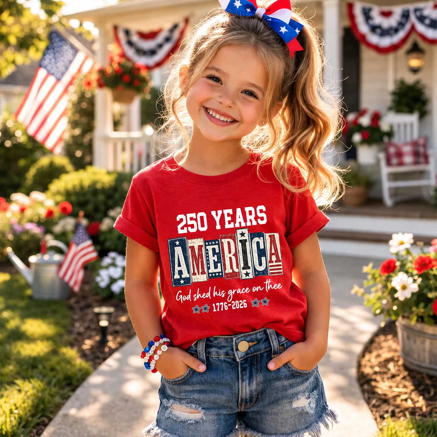 250 Years America Christian Patriotic Shirt, USA Flag 1776-2026 Fourth of July Faith Tee 685373