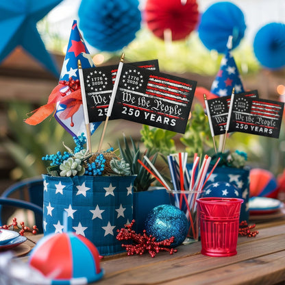 USA 250 Years Handheld Flag, Patriotic Small American Flag on Stick, We The People 1776–2026 Flag 685129