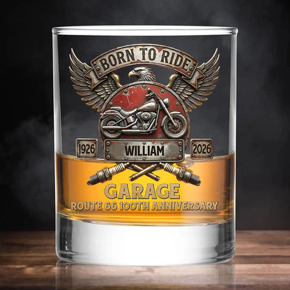 Personalized Route 66 100th Anniversary Whiskey Glass, Custom Name Born To Ride 1926–2026 Glass 684714