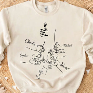 Custom Mom Kids Names Shirt, Personalized Family Hands Tee for Mom, Mothers Day Gift Shirt 684835