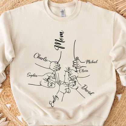 Custom Mom Kids Names Shirt, Personalized Family Hands Tee for Mom, Mothers Day Gift Shirt 684835
