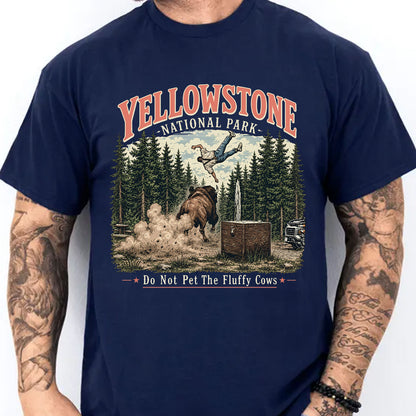 Do Not Pet The Fluffy Cows Dark Shirt, Yellowstone National Park T-Shirt, Funny Bison Wildlife Graphic Tee 685648
