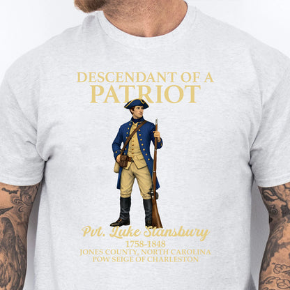 Custom Name Descendant of a Patriot Bright Shirt | Personalized DAR SAR Sweatshirt | Patriotic Tee 684383