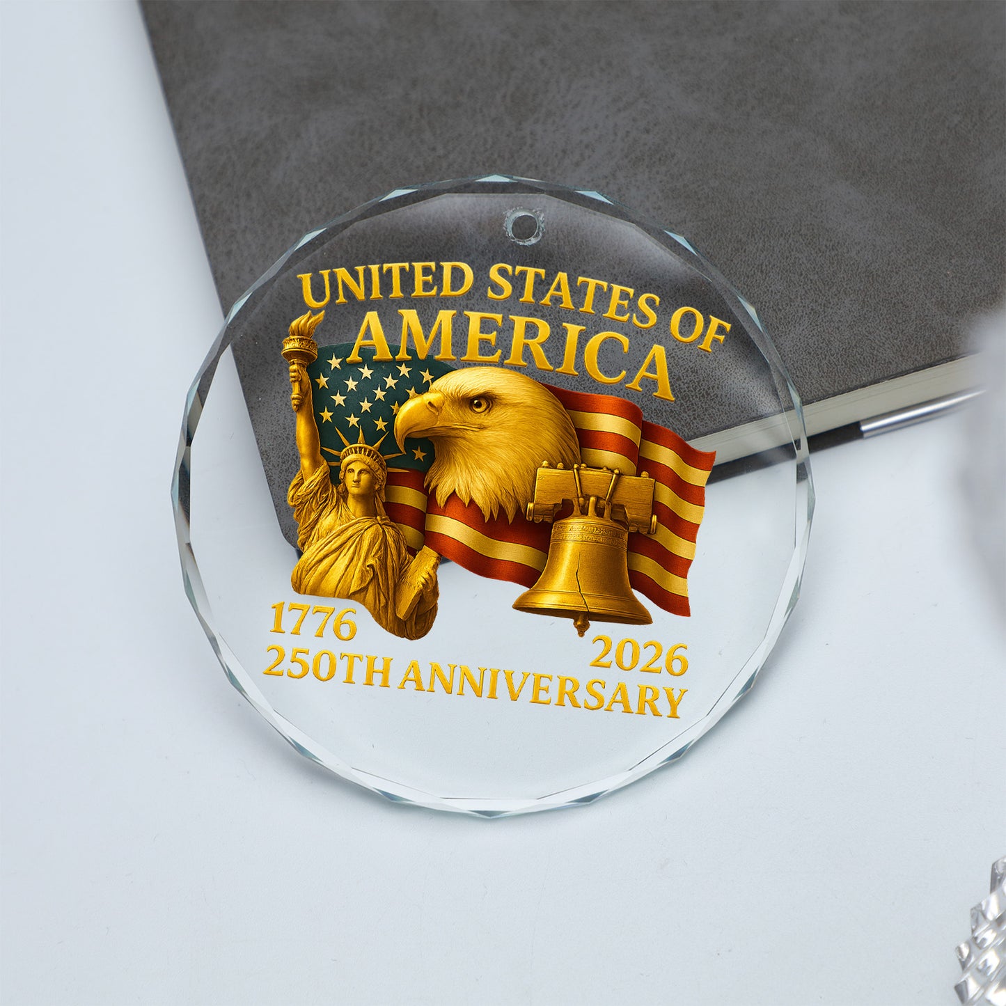 250 Years Anniversary Glass Ornament | Happy 250th Birthday 1776–2026 Christmas Ornament 683041
