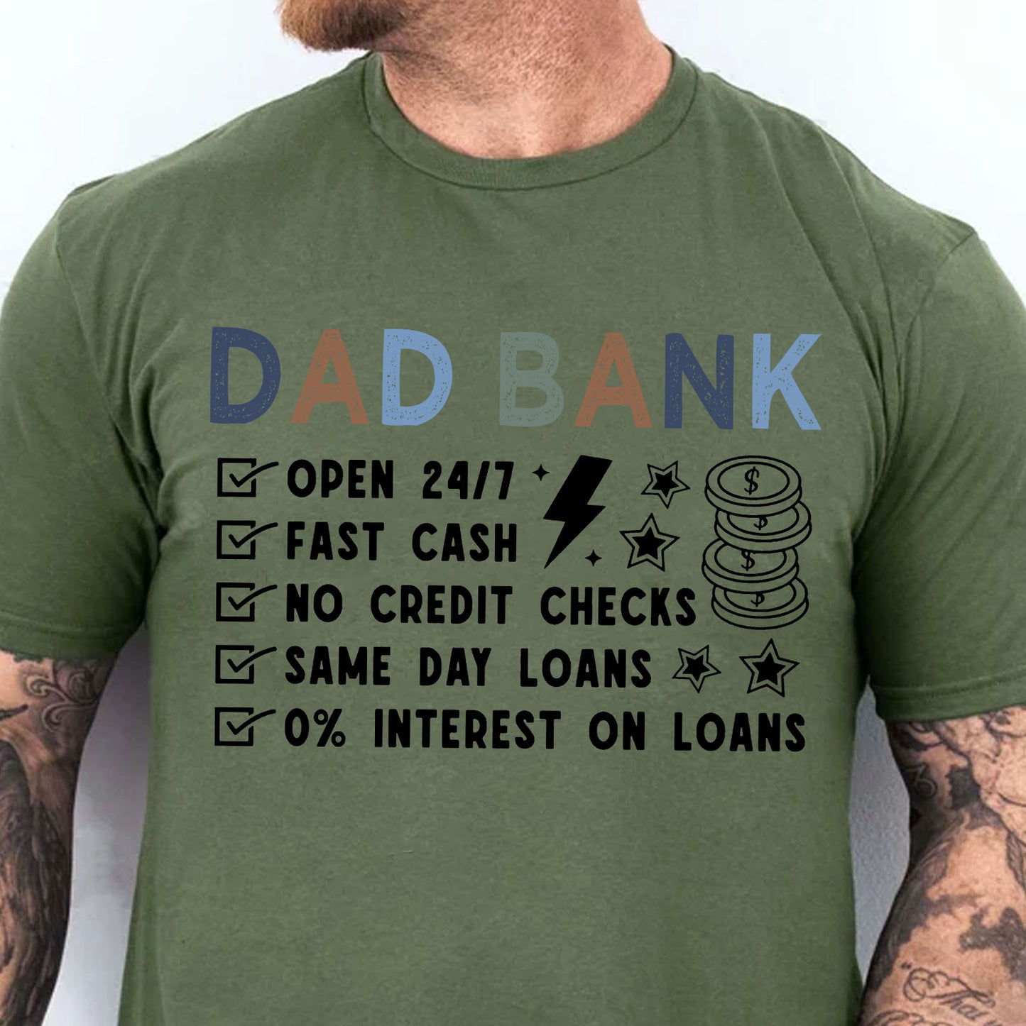 Funny Dad Bank Shirt, Dad Joke Graphic Tee, Father’s Day Gift for Dad, New Dad Bright Shirt, Cool Dad Gift 684944