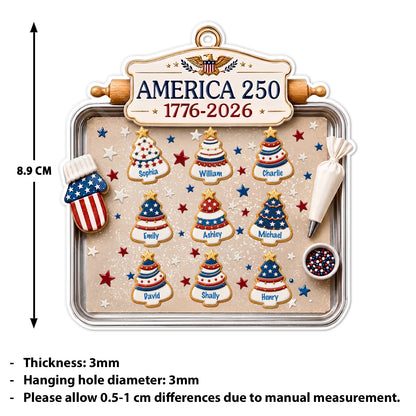 Personalized USA 250 Years Acrylic Ornament, Custom Name Patriotic Christmas Tree Ornament 685995