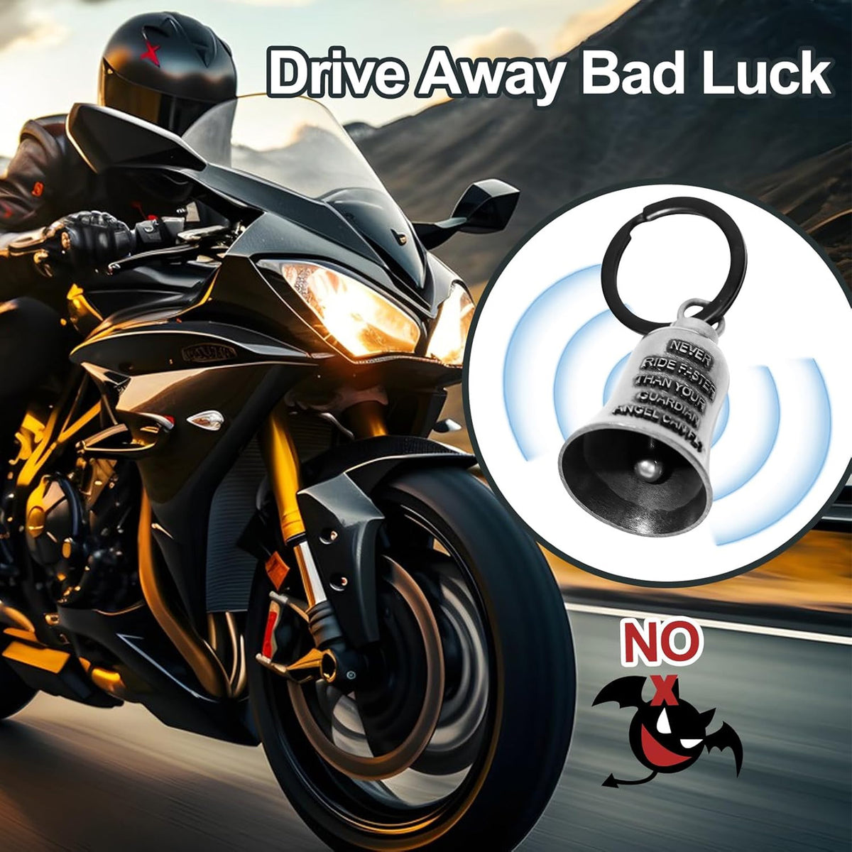 Guardian Angel Motorcycle Bell, Protect & Guide Riding Bell, Biker Safety Charm, Motorcycle Guardian Bell 684052