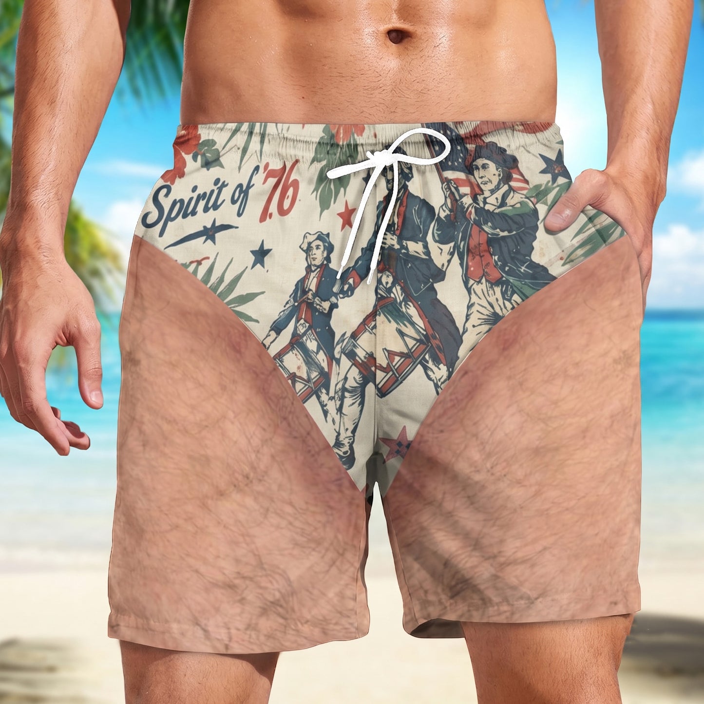 250 Years Of America Beach Short, Spirit Of '76 Patriotic AOP Beach Shorts, 4th Of July Swim Trunks 685585