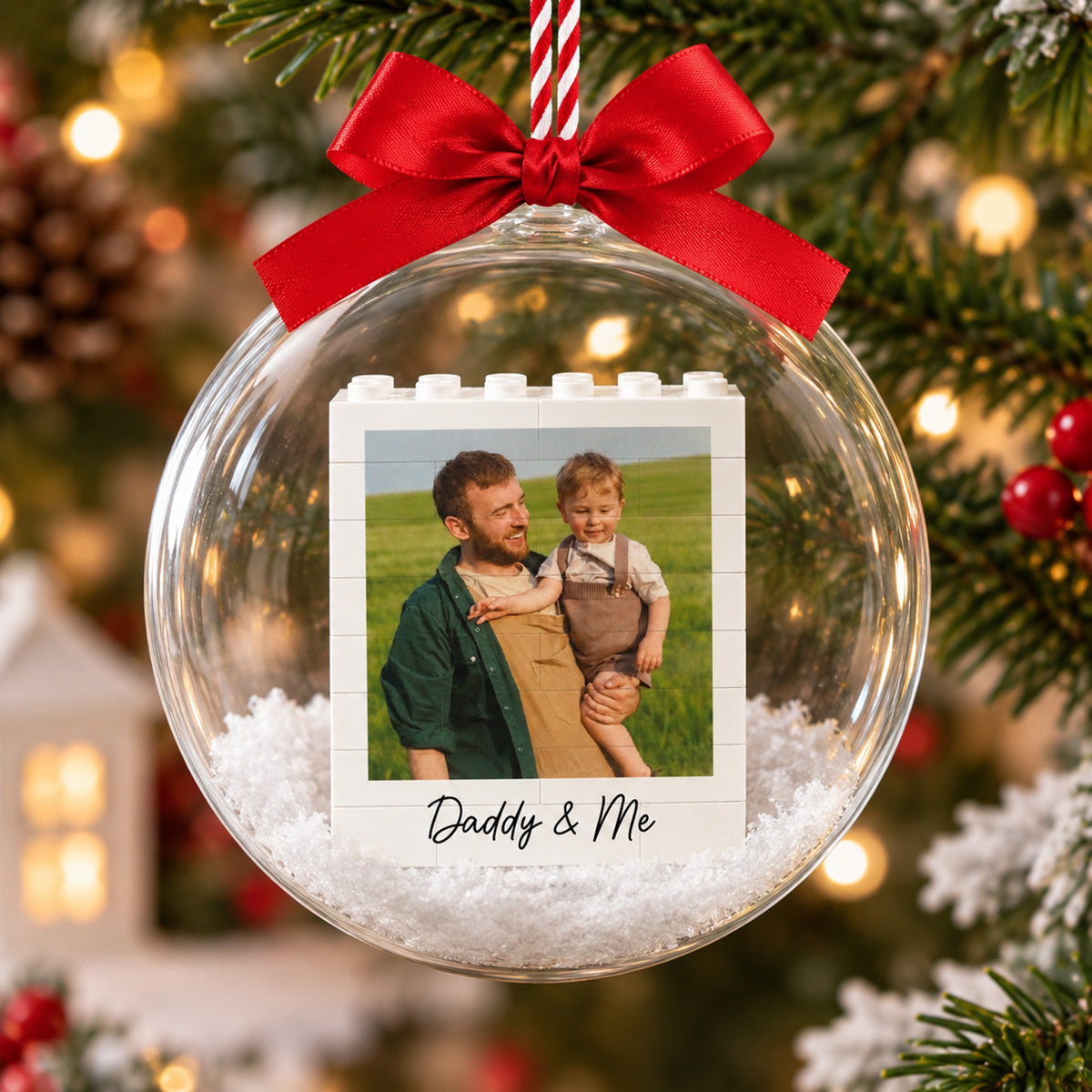 Custom Photo Family Lego Bauble Ornament, Personalized Family Picture Christmas Ornament Gift 686281 WFD