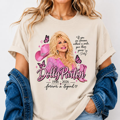 Dolly Parton Memorial Shirt, Forever A Legend Country Music Tribute Tee, Pink Western Cowgirl T-Shirt 686065 WFD