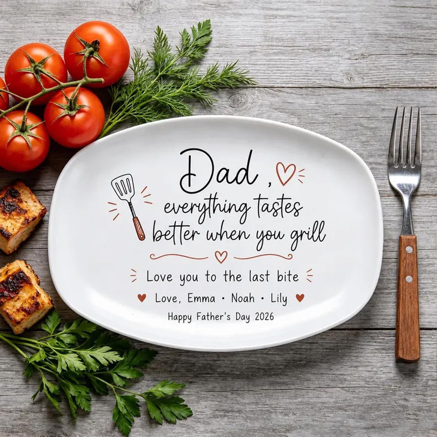Personalized Dad Grilling Plate, BBQ Serving Plate, Father’s Day Gift, Custom Grilling Platter For Dad 685126