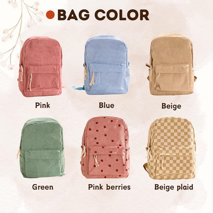 Personalized Corduroy Kids Backpack, Custom Name Toddler Preschool School Bag, Back to School Gift 685464 WFD