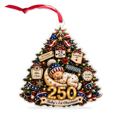 Personalized Baby's 1st Christmas USA 250th Anniversary Acrylic Ornament, Newborn Keepsake Gift 685953