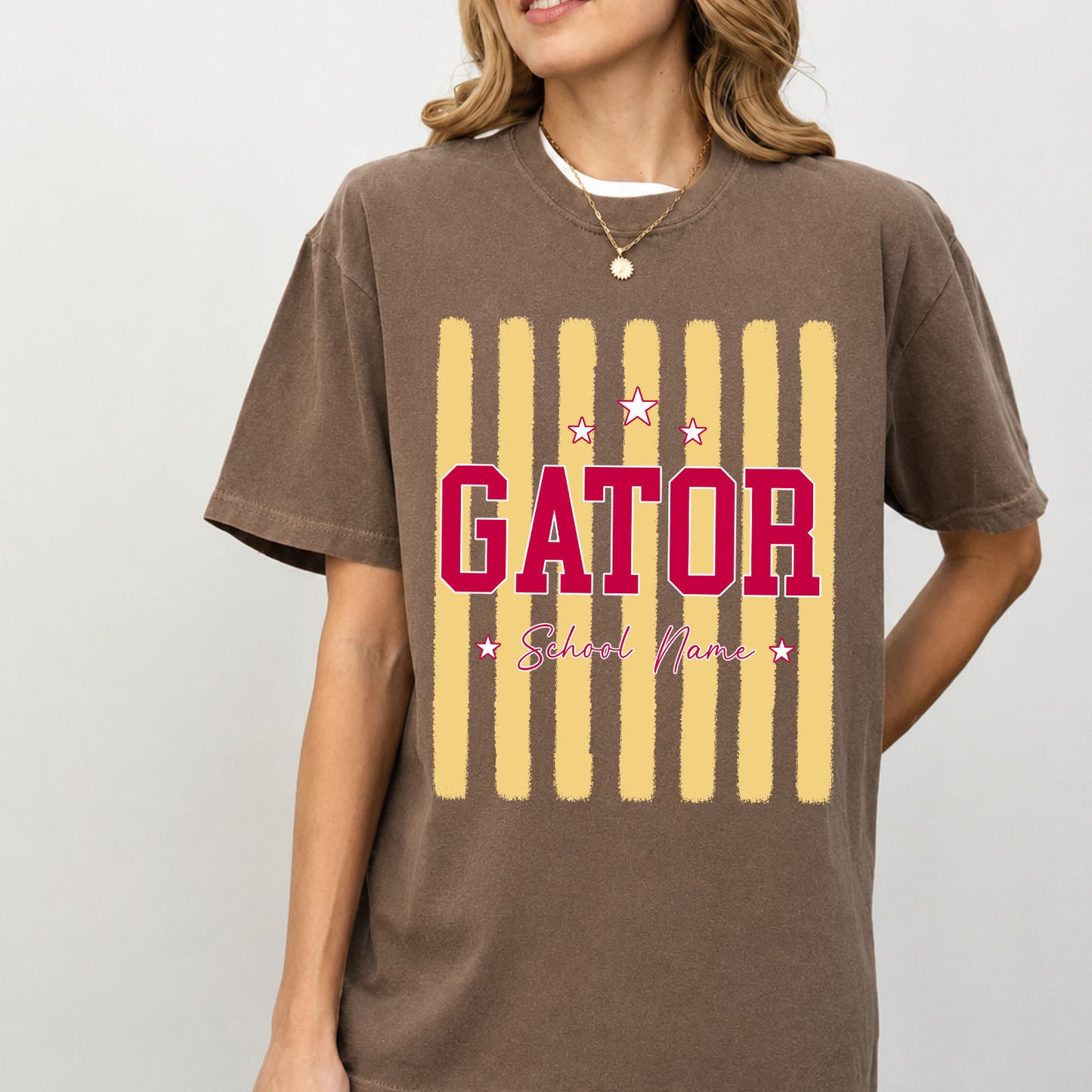 Custom Mascot Striped Comfort Colors Shirt, Personalized School Spirit Tee, Back to School Teacher Shirt 685486