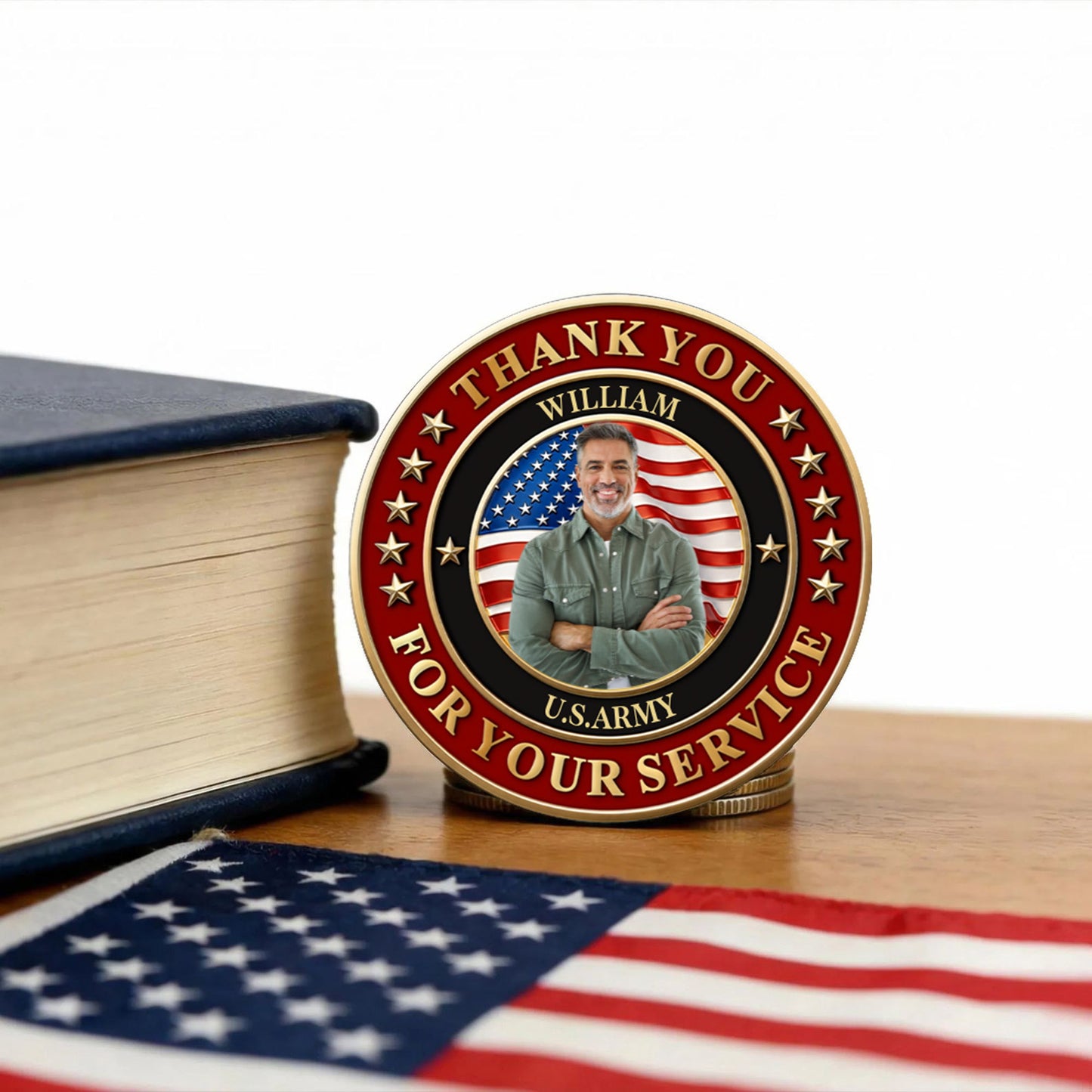 Custom Photo 250 Years USA Military Challenge Coin, Personalized Thank You For Your Service Coin 685316