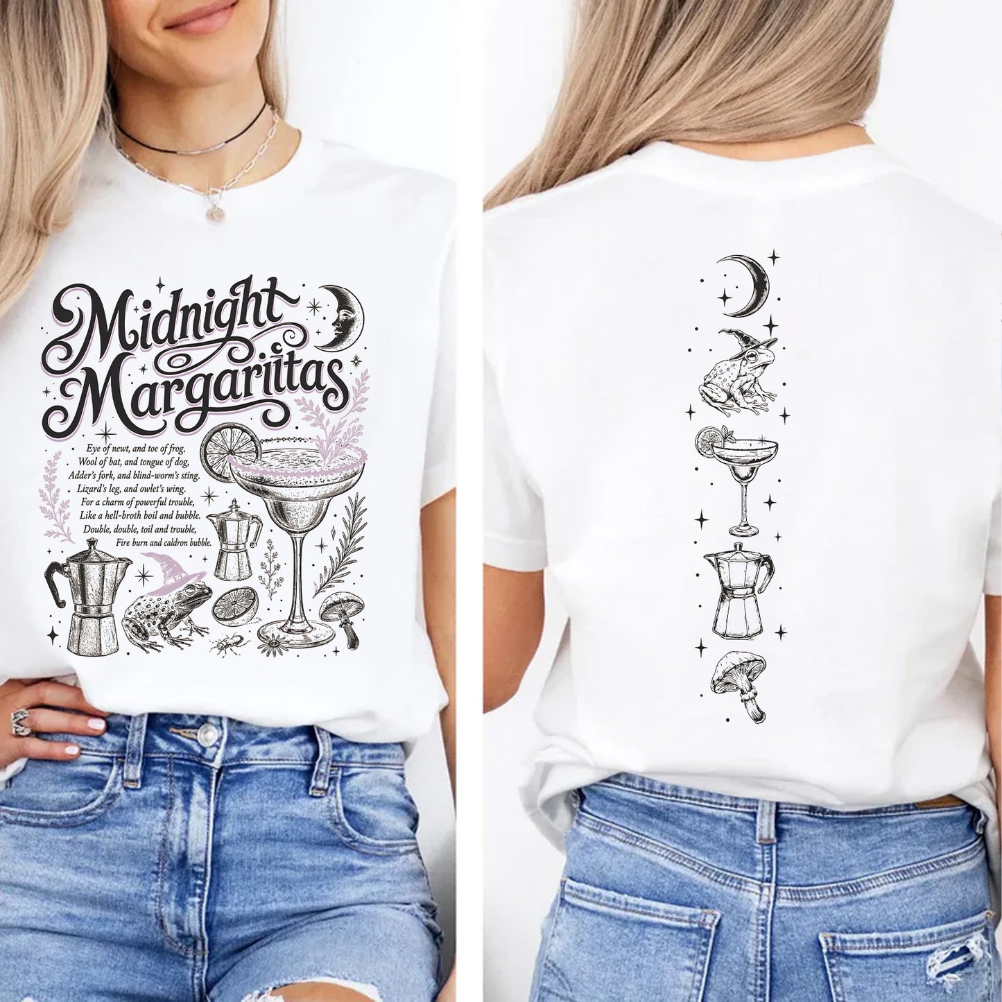 Vintage Midnight Margaritas Front & Back Shirt, Retro Practical Magic Tee, Spooky Halloween Movie Gift 685655