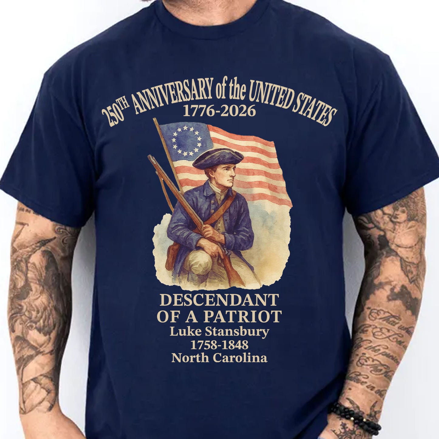Custom Name 250 Years of America Shirt | Personalized Descendant of a Patriot | Patriotic 1776–2026 Tee 684228