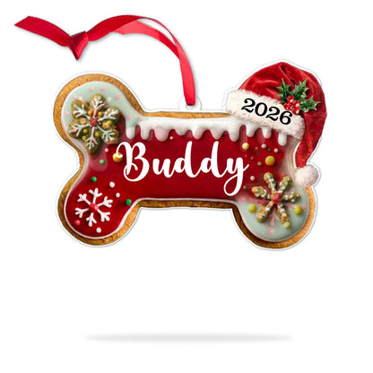 Personalized Dog Bone Acrylic Ornament, Custom Pet Name Gingerbread Christmas Ornament, Dog Lover Gift 685963